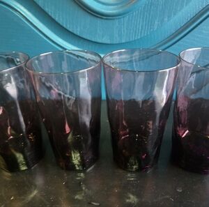 Vintage ARTLAND Plum/Amethyst Purple 6" Ripple Pattern 20oz Tumblers Set of 4